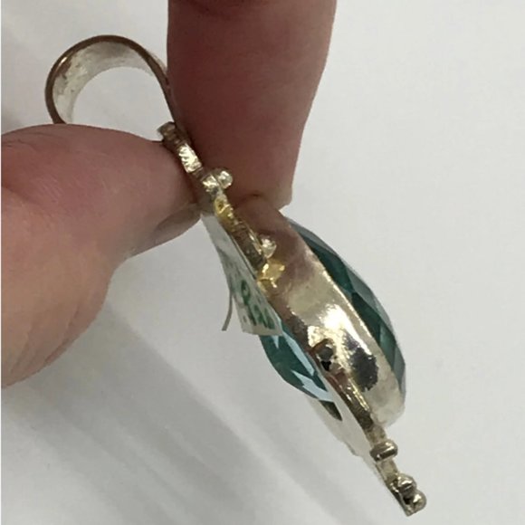 Sterling Silver Swiss Blue Topaz Teardrop Pendant - Picture 10 of 12